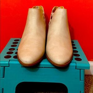 Brown and Cream Heeled Booties